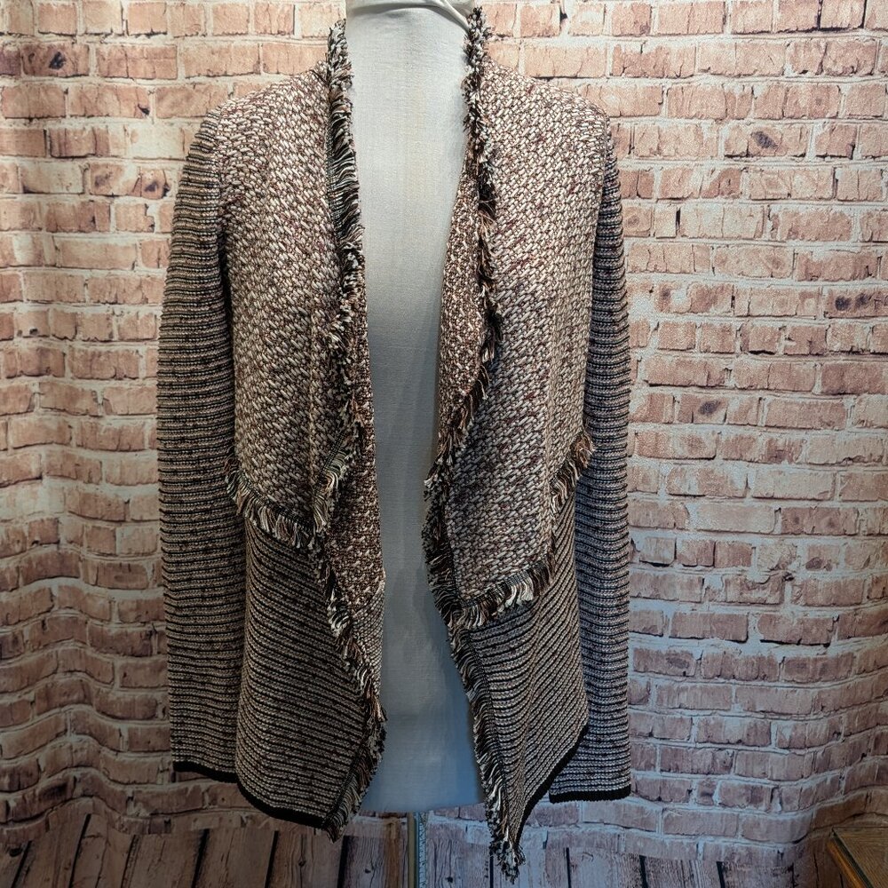 WHBM Cardigan Open Font With Fringe Aspen Color Size XS NWT